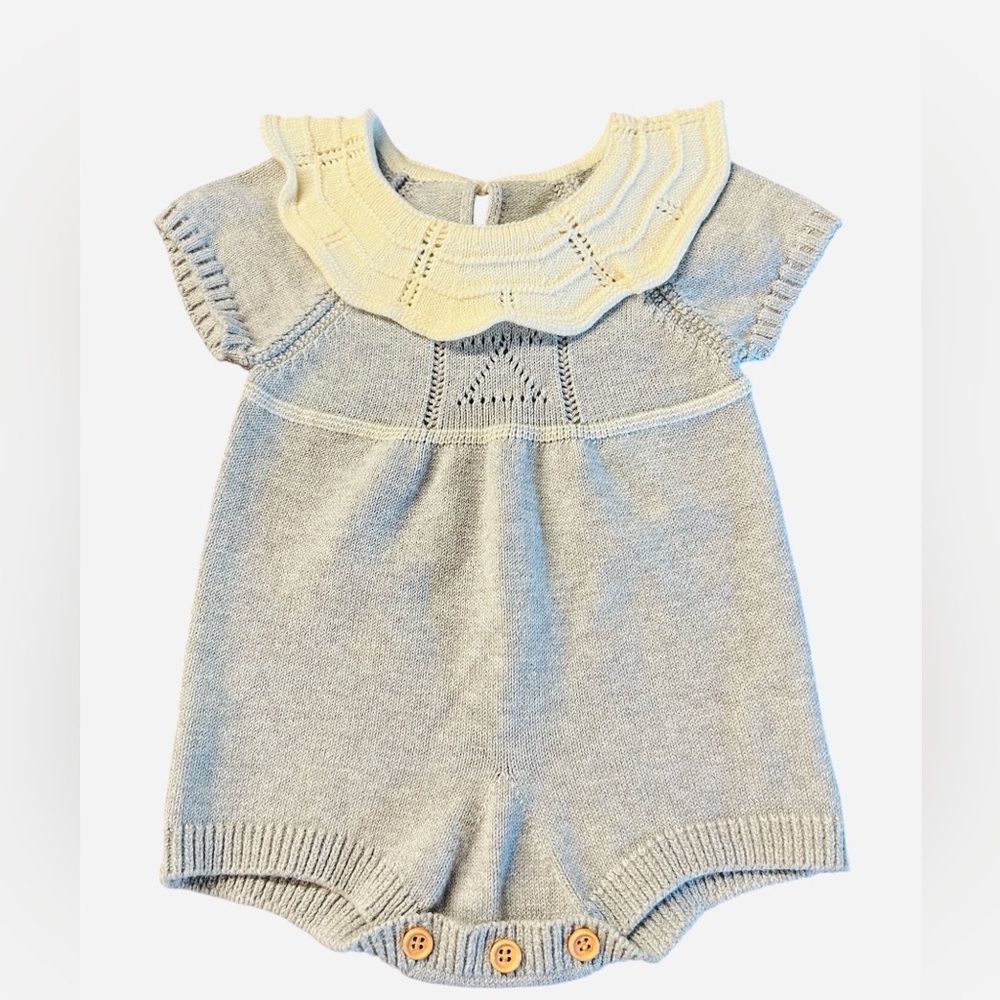 Gray and Cream Knit Baby Romper Size Boys 2T